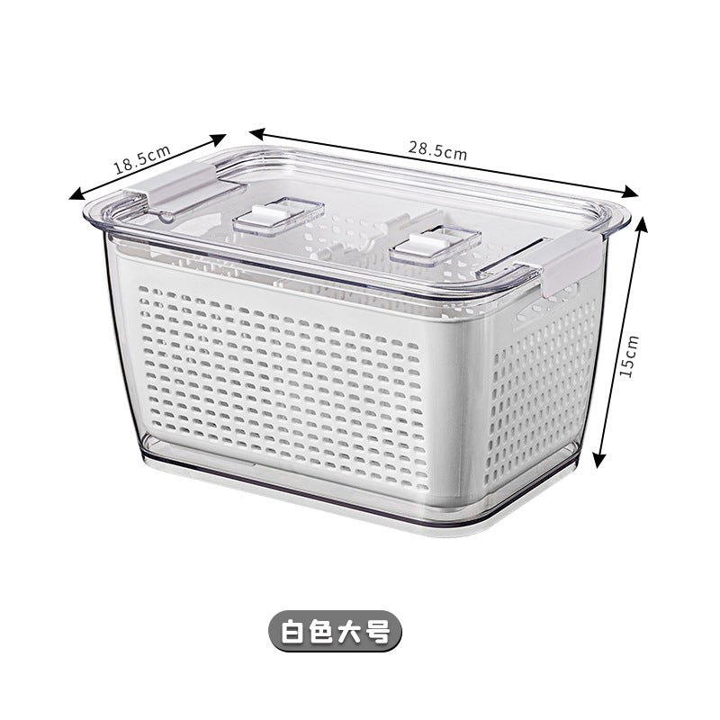Large Capacity Plastic Fruit Storage Container with Drain Basket