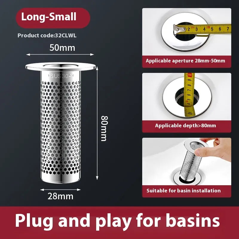Universal Wash Basin Drainer Plug With Strainer