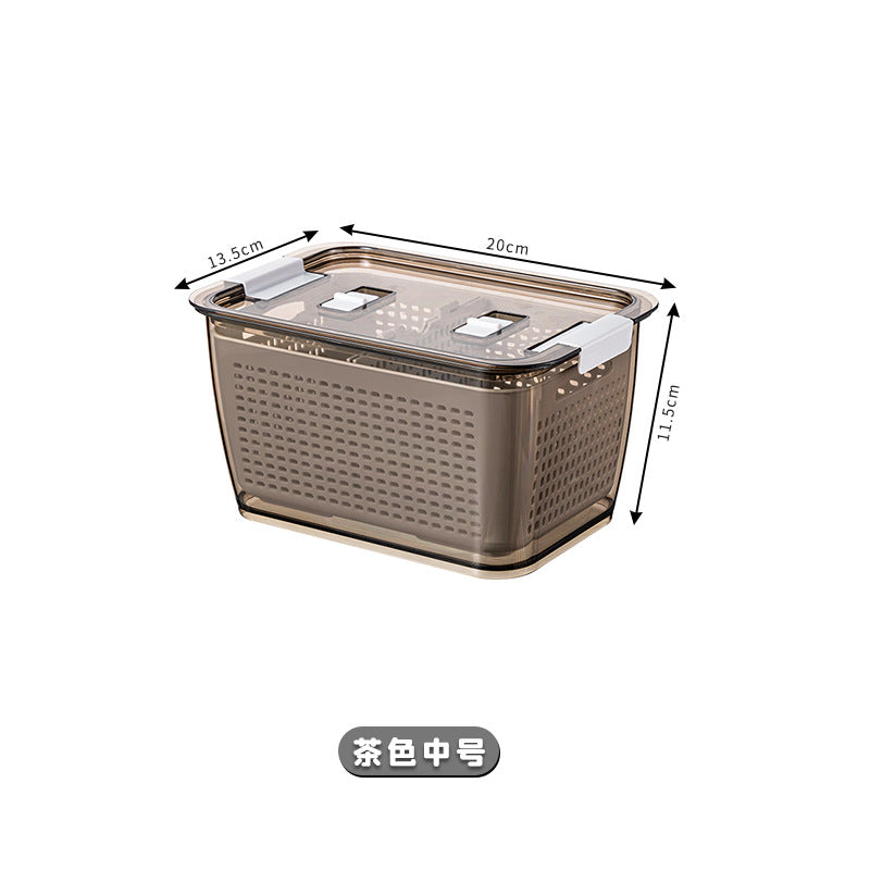 Large Capacity Plastic Fruit Storage Container with Drain Basket