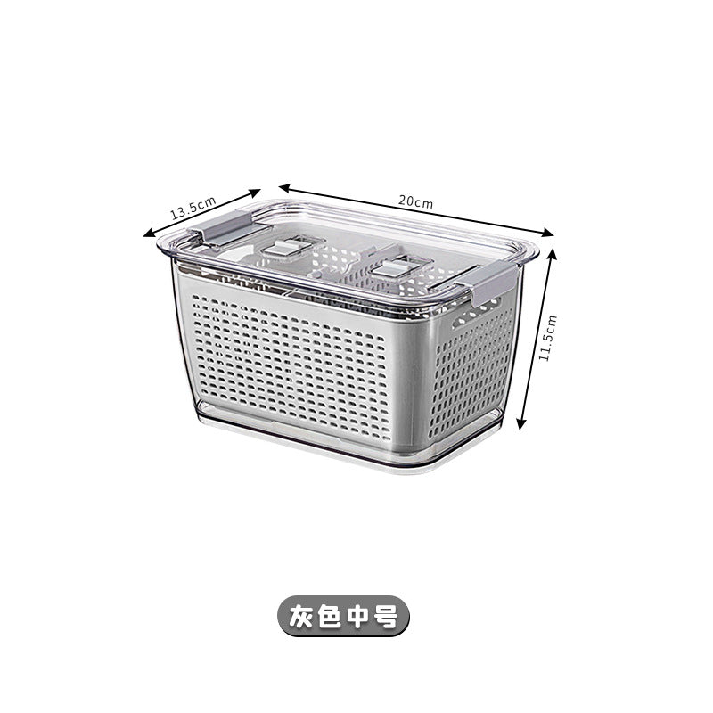 Large Capacity Plastic Fruit Storage Container with Drain Basket