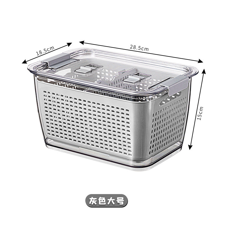 Large Capacity Plastic Fruit Storage Container with Drain Basket
