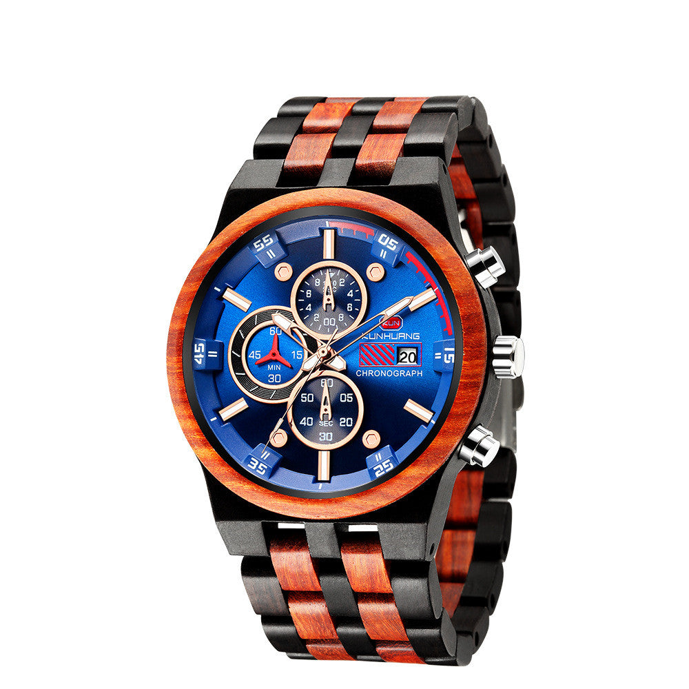 Luminous Multifunctional Quartz Wood Sports Watch