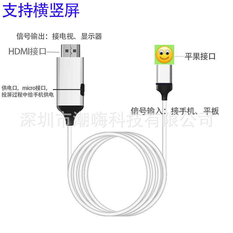 Phone Screen Mirroring Cable for Android & iOS Devices