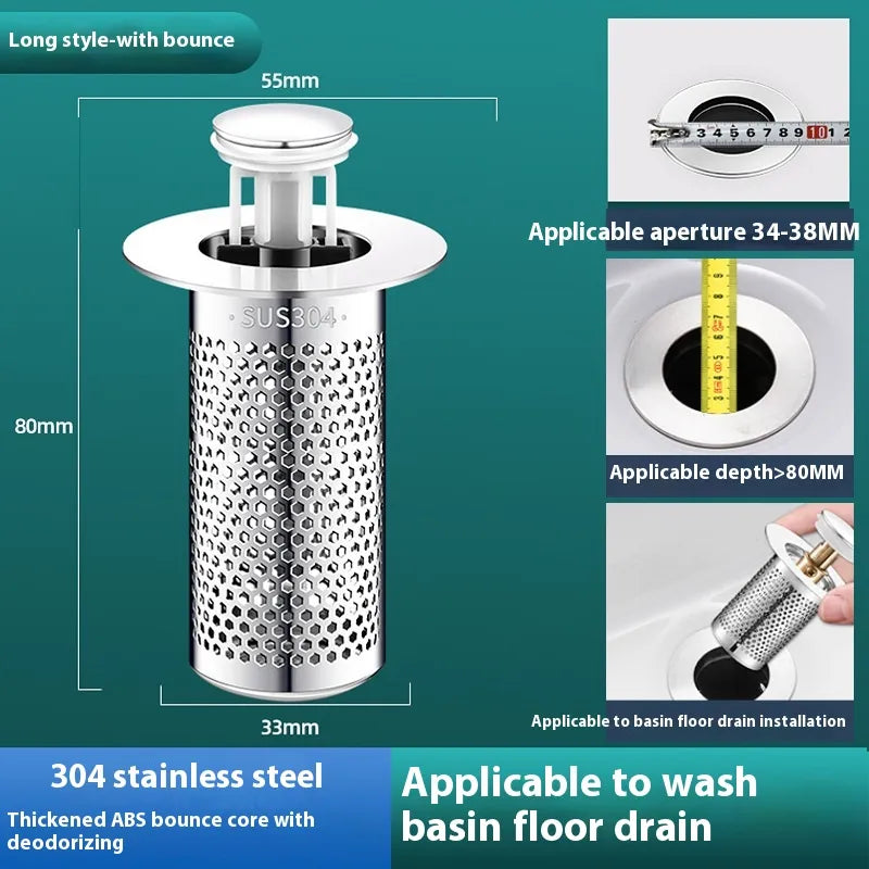 Universal Wash Basin Drainer Plug With Strainer