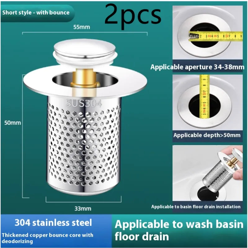 Universal Wash Basin Drainer Plug With Strainer