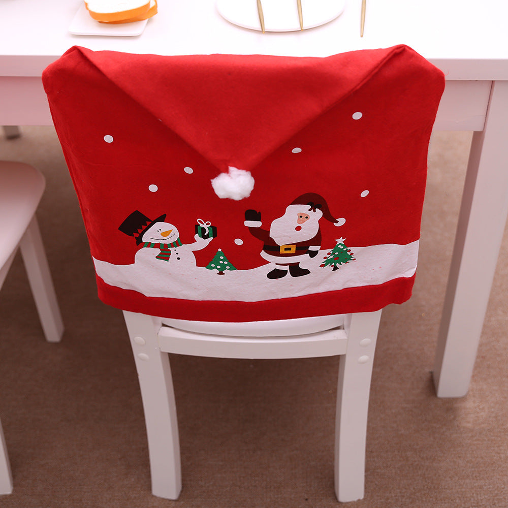 Christmas Non-Woven Fabric Chair Covers with Snowman Design