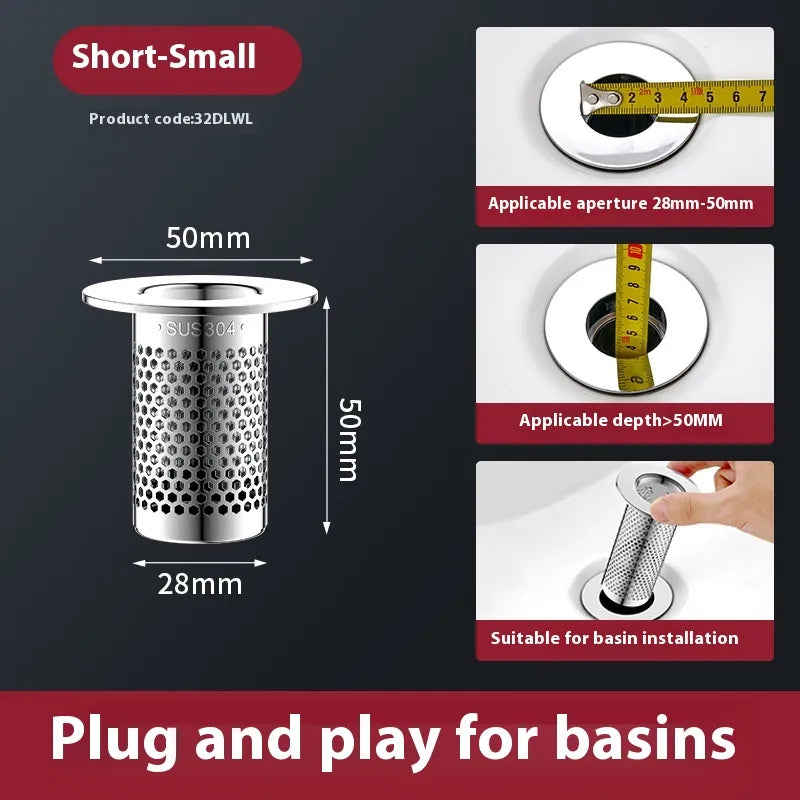 Universal Wash Basin Drainer Plug With Strainer