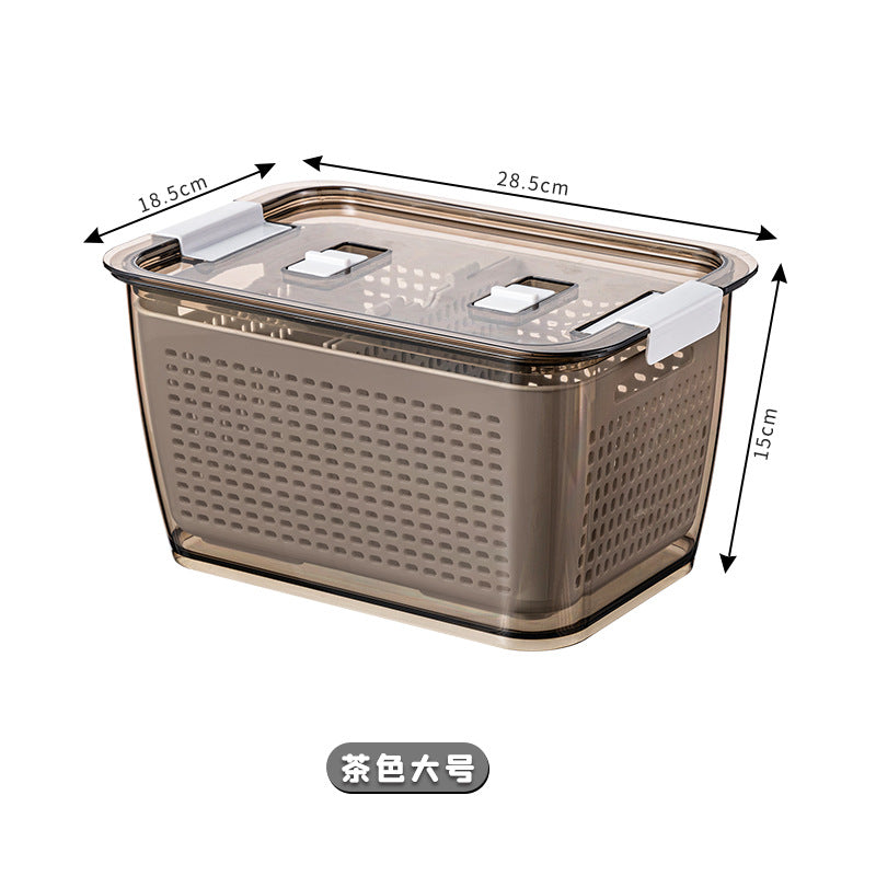 Large Capacity Plastic Fruit Storage Container with Drain Basket